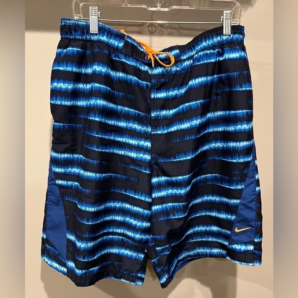 Men’s Nike Elastic Tie Waist Swimsuit Size Large Navy and Blues